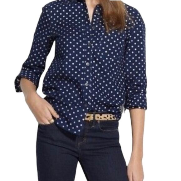 MADEWELL dotted blue chambray denim button up boyshirt XS 09237‎ - Picture 1 of 10